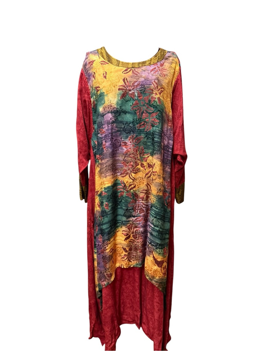 Boho Multi-Color Floral Patchwork Tunic Dress ONE SIZE